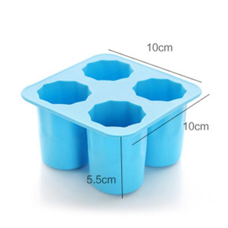 Ice Maker Mould Ice Cubes Shot Shape Silicone Shooters 4 Cup Tray Party Glass Freeze Mold Maker Ice Cream Tools Kitchen Gadgets