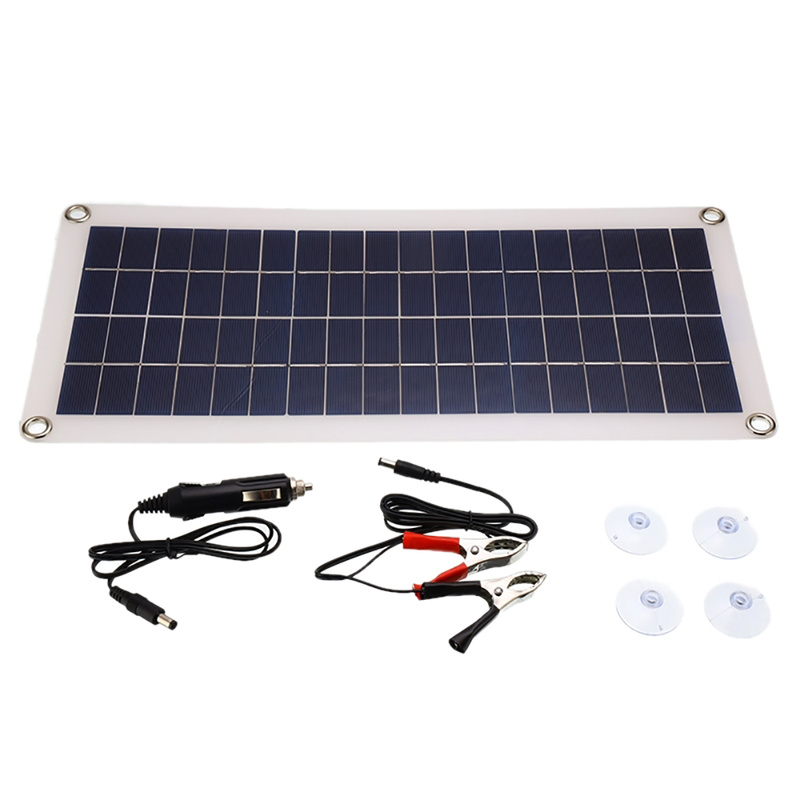 30W Solar Panel Dual USB Output Solar Cells Poly Solar Panel 10/20/30/40/50A/60A Controller for 12V/24V Battery Power Charger