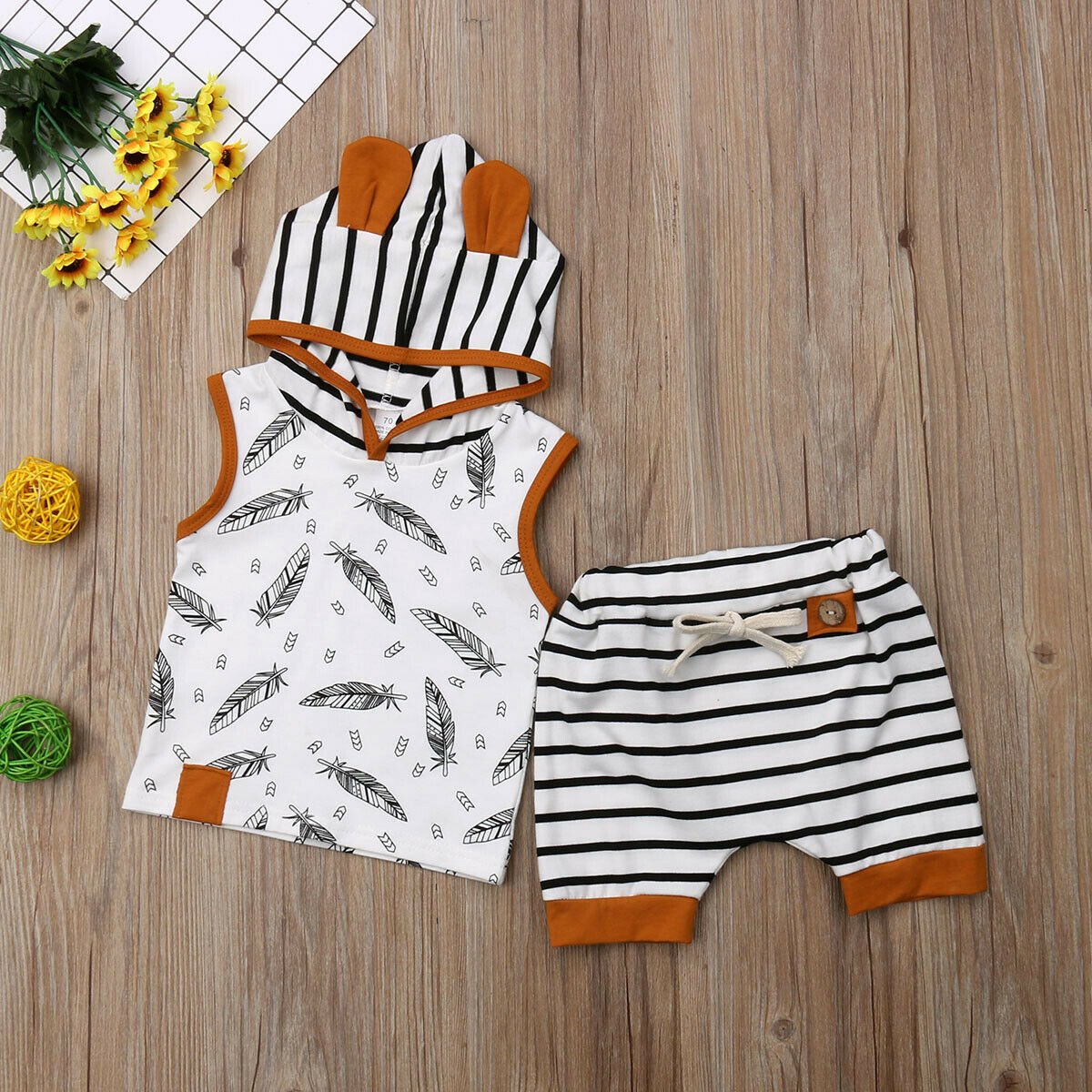 Summer Newborn Toddler Baby Boy Vest Tank Top Hoodies Pants Shorts Outfits 2PCS Cotton Set 0-24M Fashion Boys Clothes