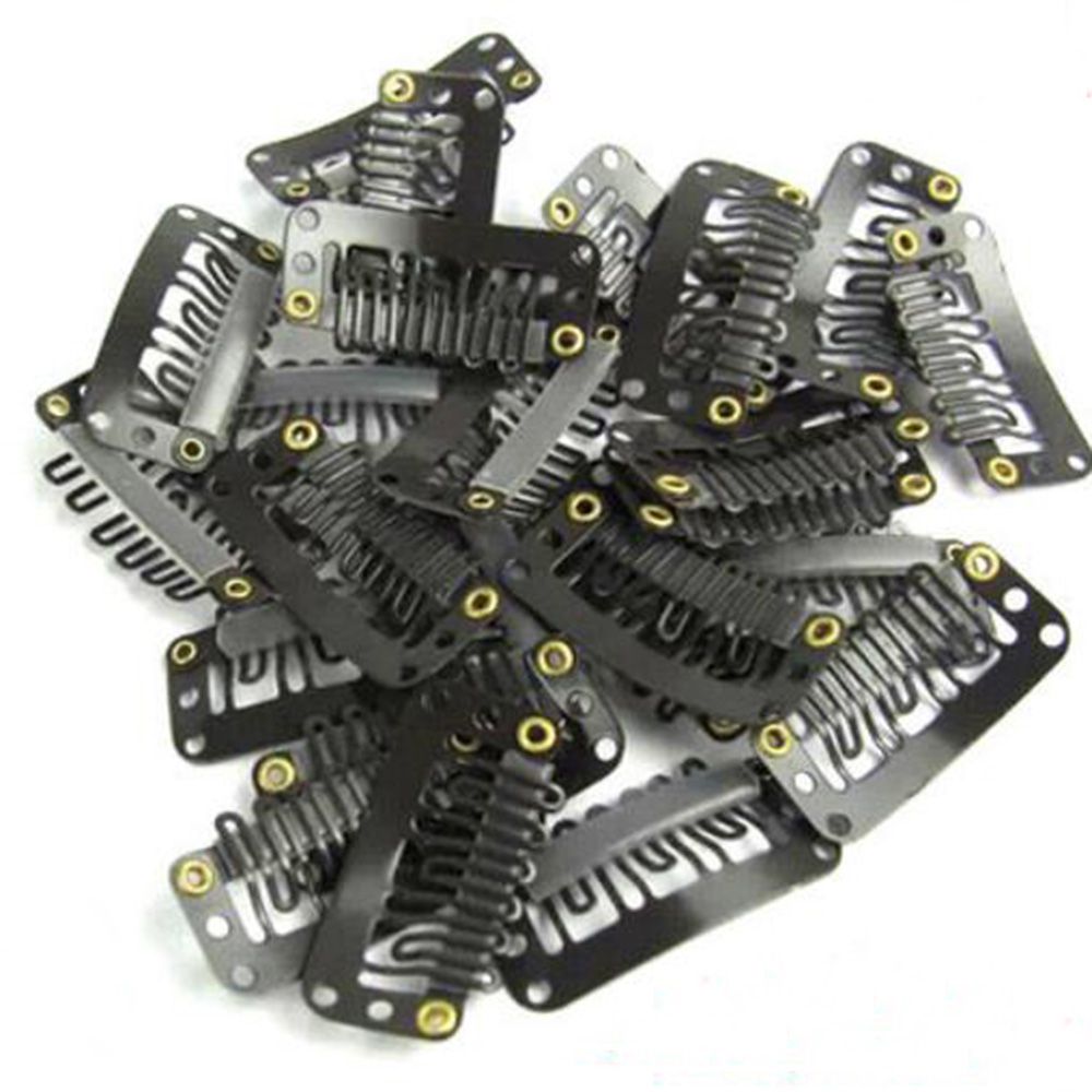 10/20/30Pcs Hair Extension Snap Clips Metal BB Black U-Shape Hair Snap Clips for Wig Weft Barrette Salon Grip Pins Styling Tools