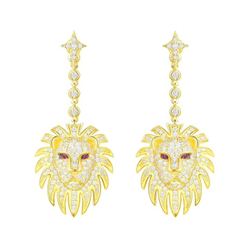 Woman Lions Head Circus With Animal Wedding Ceremony Face White Mushroom Needle Earrings For Women Christmas Jewelry