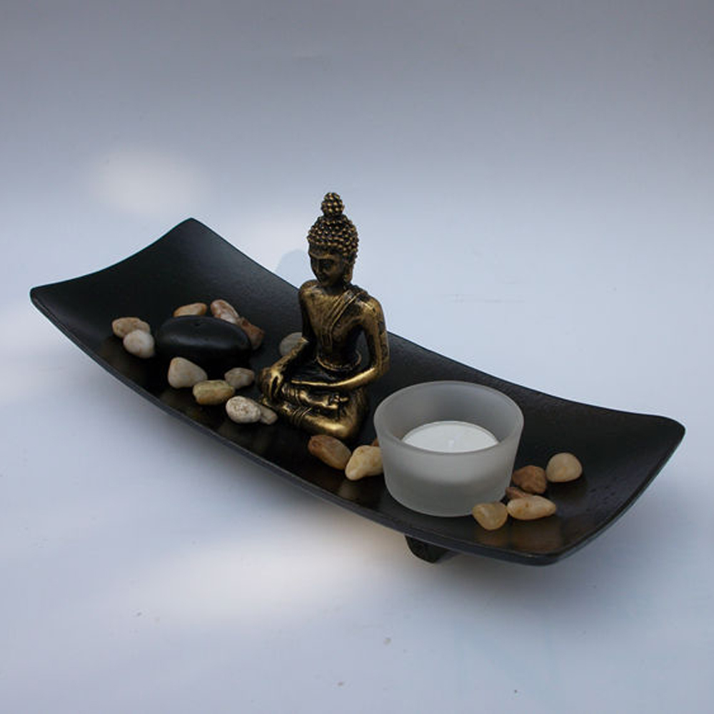 Resin Buddha Figure Ornament Joss-stick Candle Holder Stone Sand Decor Part Sale