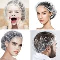 100Pcs/Pack Disposable Shower Cap Multi-Purpose Thicken Elastic Bath Hat Plastic Waterproof Clear Makeup Hair Dye Cover for SPA