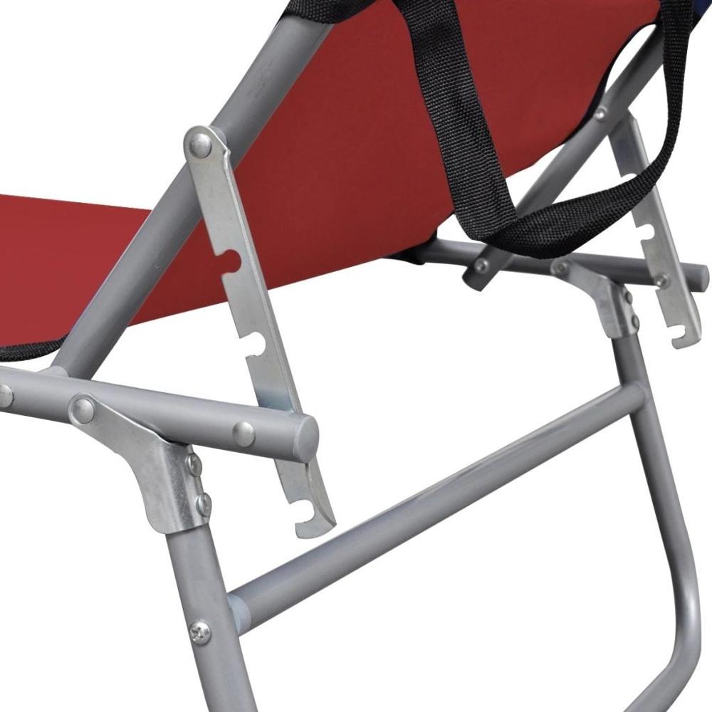 [AU Warehouse]Furniture Folding Sun Lounger with Canopy Steel and Fabric Red
