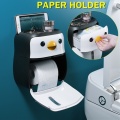 1Piece Creative Penguin Shape Wall-mounted Toilet Roll Paper Holder Phone Tissue Drawer Storage Box Home Bathroom Supplies