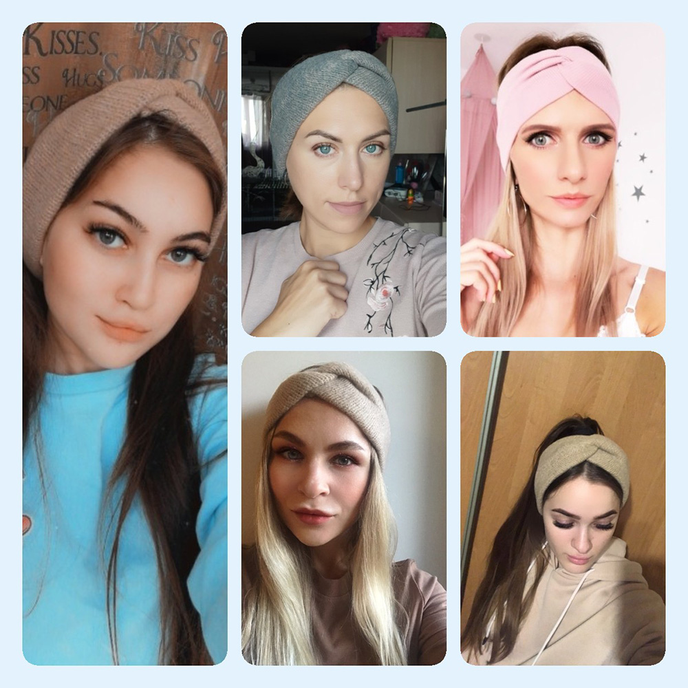 New Women Headband Woolen Solid Color Wide Turban Velvet Twist Knitted Warm Cross Knot Hairband Hair Accessories Headwrap