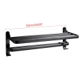 Space Aluminum Black Towel Rack Wall Mounted Folding Towel Holder Storage Shelf with Hook Bathroom Shower Room Accessories