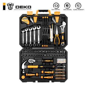 DEKO 158 Pcs Professional Car Repair Tool Set Auto Ratchet Spanner Screwdriver Socket Mechanics Tools Kit W/ Blow-Molding Box
