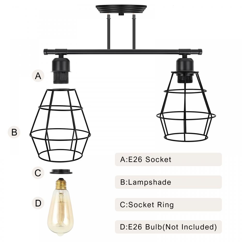 Industrial Wall Lamp with Metal Cage Lampshade