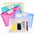 2pcs Transparent Colorful A4 File Bag Button Closure Folder Bag Document Folder Large Capacity Desk Organizer Office Accessories