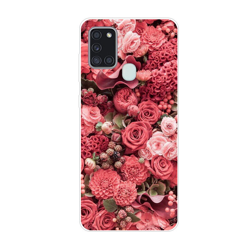 For Samsung Galaxy A21S Case A 21S Bumper Silicone TPU Soft Phone Cover For Samsung A21S A217F A21 A 21 S 6.5" Cases Cute Flower
