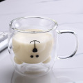 250ml Glass Mugs Cute Bear Cat Animal Double Wall Glass Mug Double-layer Glass Milk Mug Coffee Cup Christmas Gift