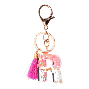 Crystal Letter A R G M Acrylic Keychains for Women Key Chains Ring for Car Bag with Tassels Keyring Holder Pendent Charm Gift