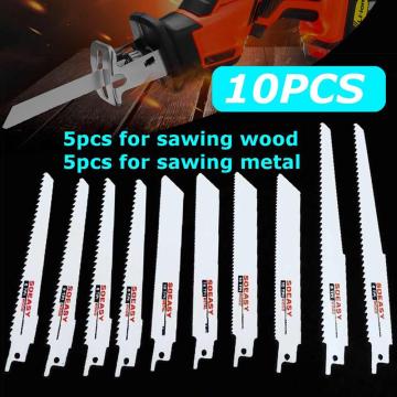 10Pcs/Set Metal Cutting Woodworking Cutting Lengthened Saber Reciprocating Saw Blades Jig Saw Blades Power Tool accessories