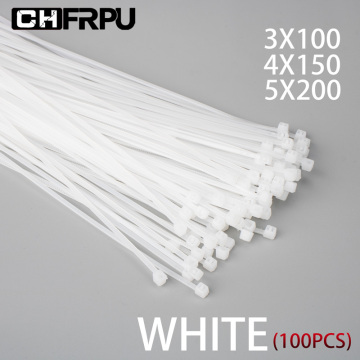 100PCS/bag Self-locking plastic nylon cable organizer Loop winding zip cable tie White 5X300 kabelbinder set Industrial Supply