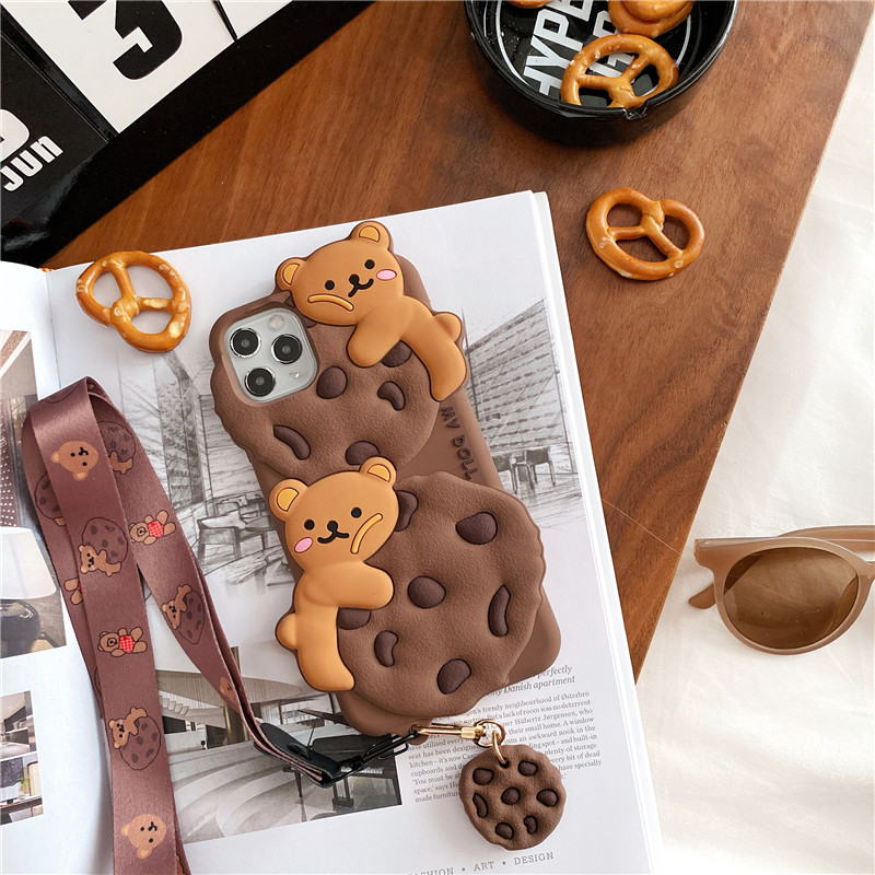 Cute Chocolate Cookies Siliocne Case For iphone 12 11 Pro Max 7 8 plus XR X XS max Cases SE 2020 Capas Funny Soft Phone Cover
