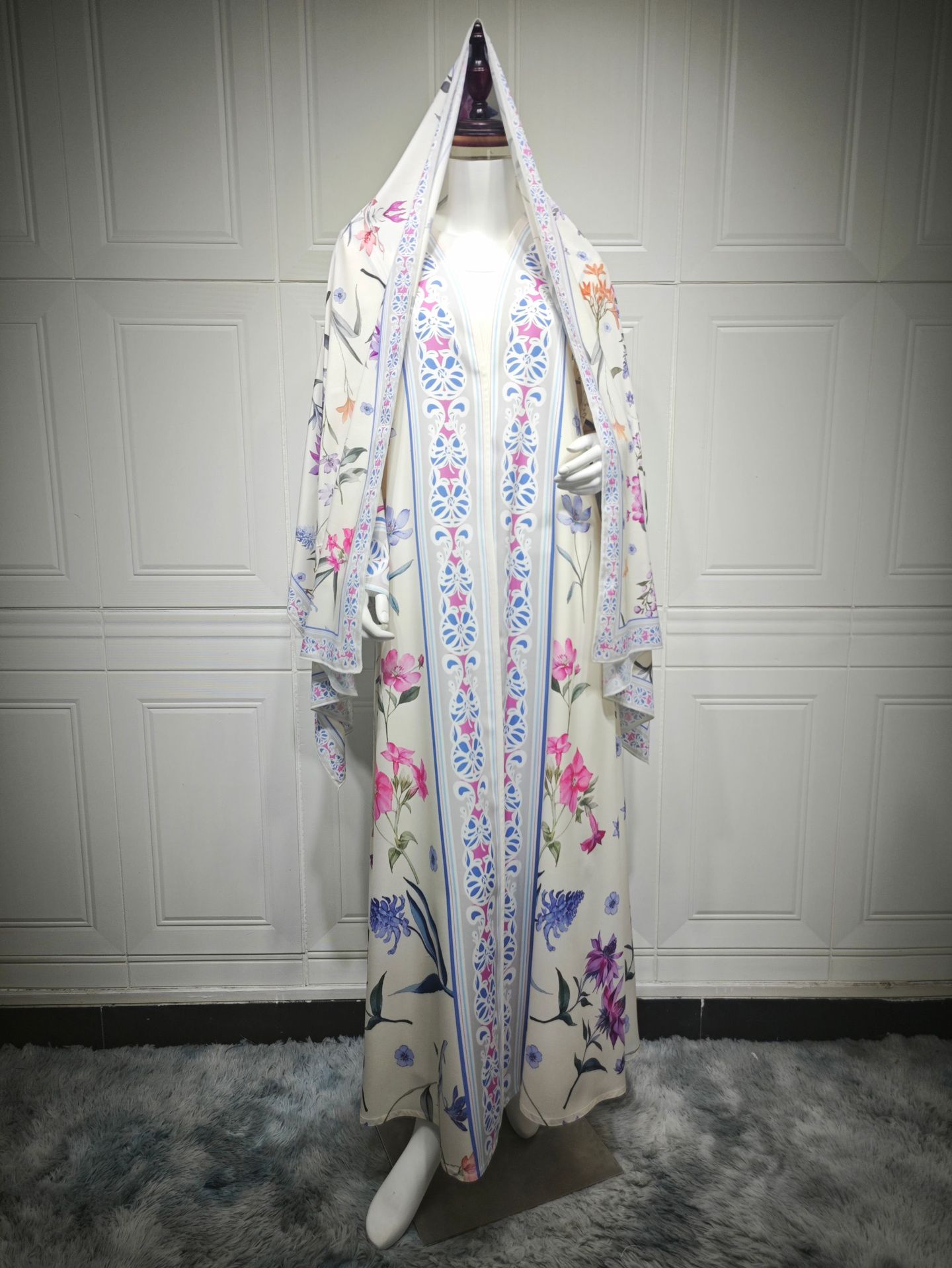 Floral Printed Abaya Hijab Set
