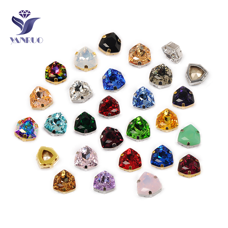 YANRUO 4706 Trilliant Point Back Sew On Rhinestones Glass Strass K9 DIY Jewelry Fancy Stones And Crystals For Decoration