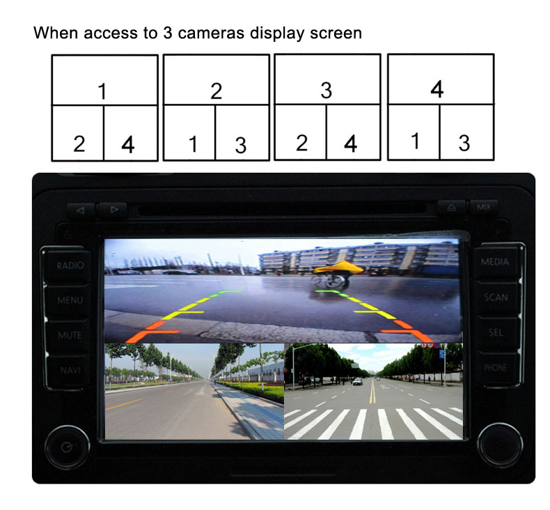 SD Card Intelligent Mini car Recorder DVR Panoramic driving Monitoring Traffic Recorder four views video 4 channel CCd camera