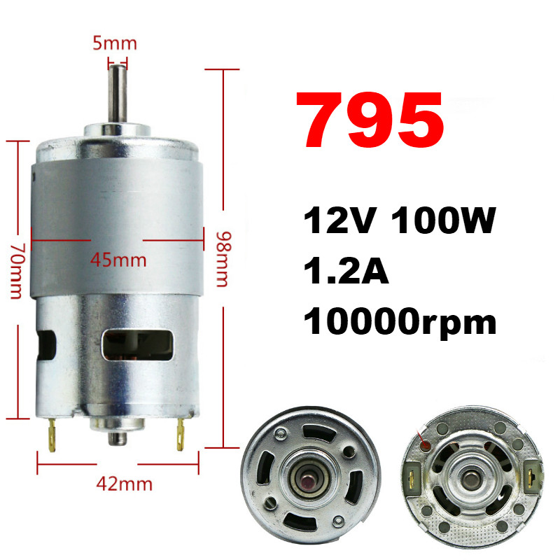 DC12V Motor 775/795/895 Double Ball Bearing 6000-12000RPM Large Torque High Power Low Noise Hot Sale Electronic Component Motor
