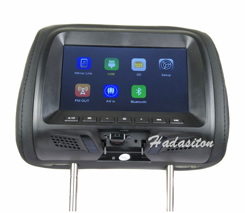 Universal 7" touch screen 1024*600 Car Headrest monitor MP4 MP5 player Pillow Monitor Support AV/USB/SD/FM/Speaker/Headphone