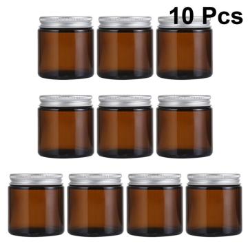 10pcs 100ml DIY Scented Candle Container Homemade Candle Jar Cup Holder Glass Perfume Bottle Aroma Bottle with Cover (Brown)