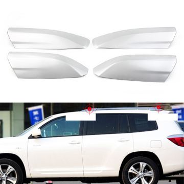 Silver Car Roof Rack Cover Rail End Shell Cap Replacement 4Pcs/Set For Toyota Highlander 2008 2009 2010 2011 2012 2013 ABS