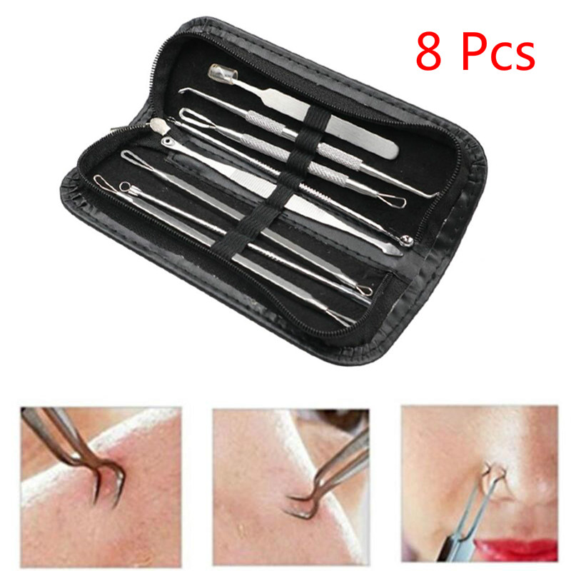 3/8pcs/set Blackhead Comedone Acne Pimple Blackhead Remover Tool Spoon for Face Skin Care Tool Needles Facial Pore Cleaner