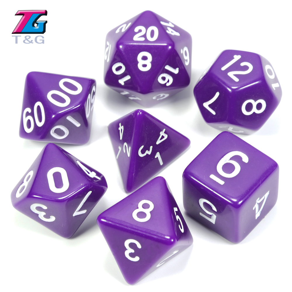 Wholesales dice game 7pc/lot High Quality Multi-colored Dice Set D4,6,8,10,10%,12,20 dnd dados rpg sets