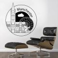 Round Mural Manchester England Minimalist Cityscape Wall Art Decal Geography Home Room Decoration Removable A002217