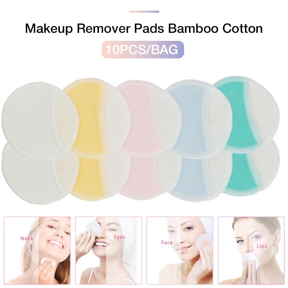 10PCS Washable Layer Bamboo Cotton Pad Reusable Makeup Remover Pads Facial Wipe Pads Skin Cleansing Toner Pads with Laundry Bag