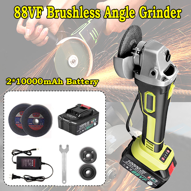 88VF Brushless Cordless Angle Grinder Grinding Cutting Polisher Machine for Metal Stone Wood Plastic Power Tool with Battery