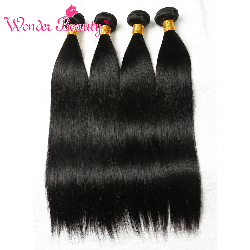 Peruvian Straight Hair Bundles Wonder Beauty 100% Human Hair Natural Black 8- 30 inches Non Remy Hair Extension 3 or 4 Piece