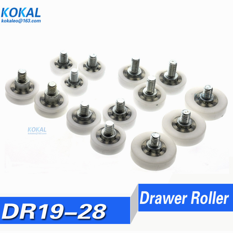 10pcs Hot sale DR low noise Refrigerator drawer Pulley Sliding door plastic POM M6 screw bearing Wheel Roller 19/22/24/26/28mm