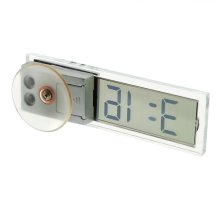 Car Electronic Clock Mini Durable Transparent LCD Display Digital with Sucker