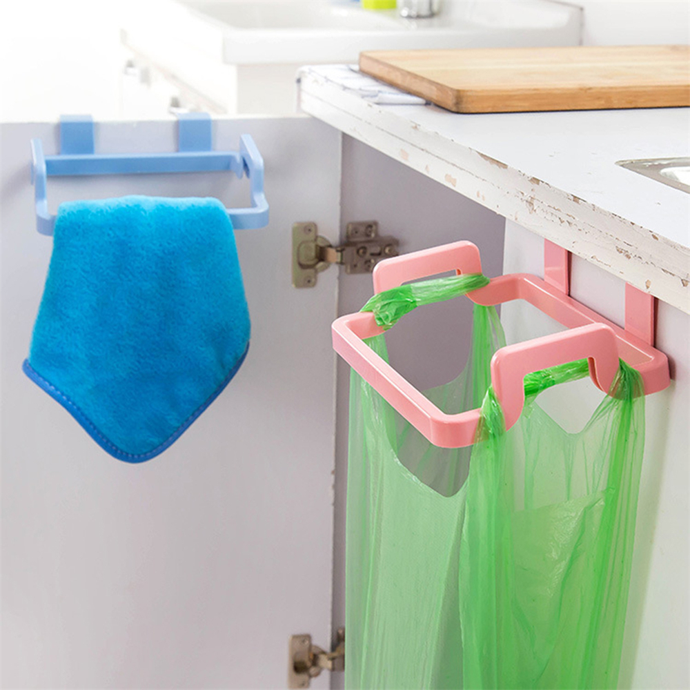Newest Kitchen Trash Bag Garbage Disposal Bag Plastic Trash Rubbish Bag Storage Rack Holder for Cupboard Cabinet Storage Hanger