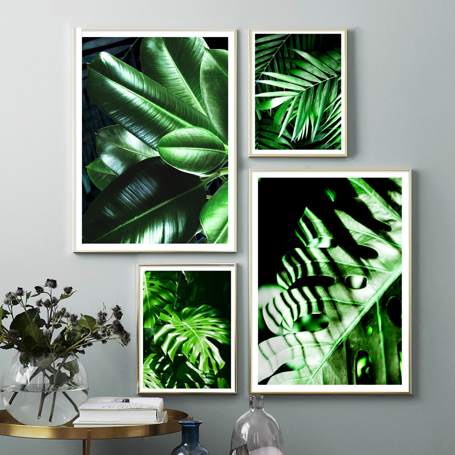 Fresh Green Palm Banana Monstera Leaf Wall Art Canvas Painting Plants Nordic Posters And Prints Wall Pictures For Living Room