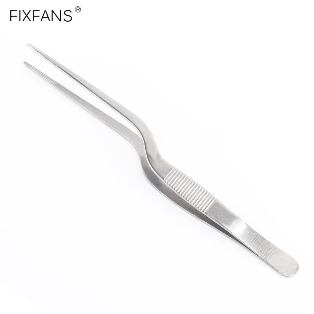 8 Inch 20cm Long Stainless Steel Precision Tweezers Tongs Offset Tip Non-slip Handle for Cooking Beauty Electronics Repair