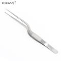8 Inch 20cm Long Stainless Steel Precision Tweezers Tongs Offset Tip Non-slip Handle for Cooking Beauty Electronics Repair