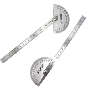 Stainless Steel Protractor Round Head Rotary Angle Rule Multifunction Metal Arm Ruler Adjustable Mathematics Measuring Tools