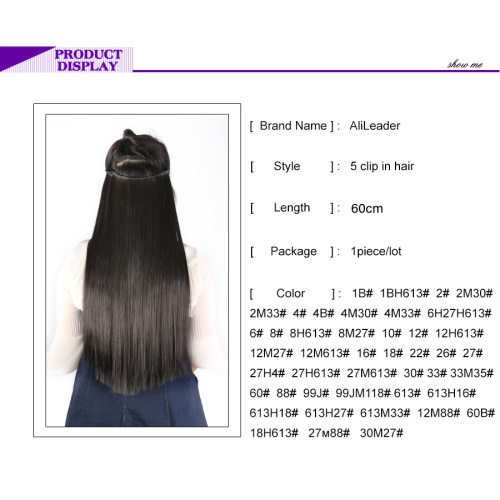 Alileader 24 Inch Women Heat Resistant Fiber Synthetic Hair Pieces One Piece Clip In Hair Double Drawn Thick Ends Clip In Hair Supplier, Supply Various Alileader 24 Inch Women Heat Resistant Fiber Synthetic Hair Pieces One Piece Clip In Hair Double Drawn Thick Ends Clip In Hair of High Quality