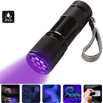 UV Pet Torch 9 LED 395nm Ultraviolet Mini LED Flashlight Pet Urine Detector Invisible Ink Marker Detection Light 3AAA UV Lamp