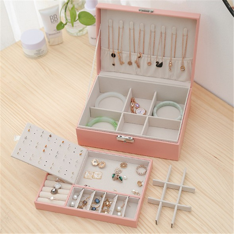 WE New High Capacity Leather Jewelry Box Travel Jewelry Organizer Multifunction Necklace Earring Ring Storage Box Women Gifts