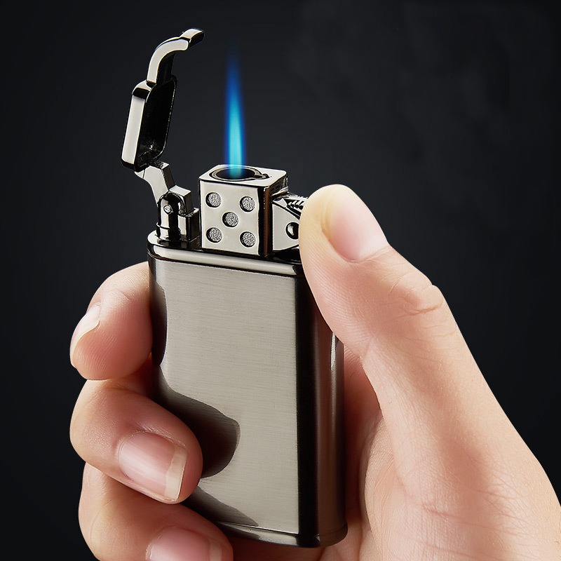 Personality Retro Creative Men's Metal Windproof Gas Lighter Blue Flame Spray Gun Butane Torch Lighter Cigarette Lighter