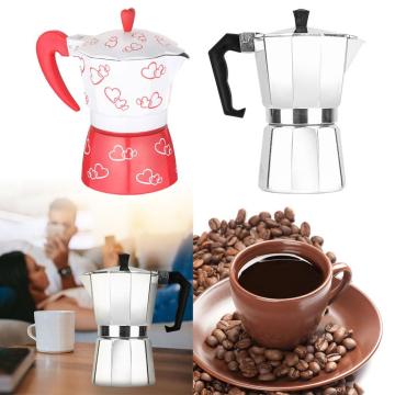 Coffee Pot Coffee Maker Red Heart Printed Aluminum Alloy Moka Pot Espresso Mocha Coffee Pot Kit Latte Percolator Filter Cafetera