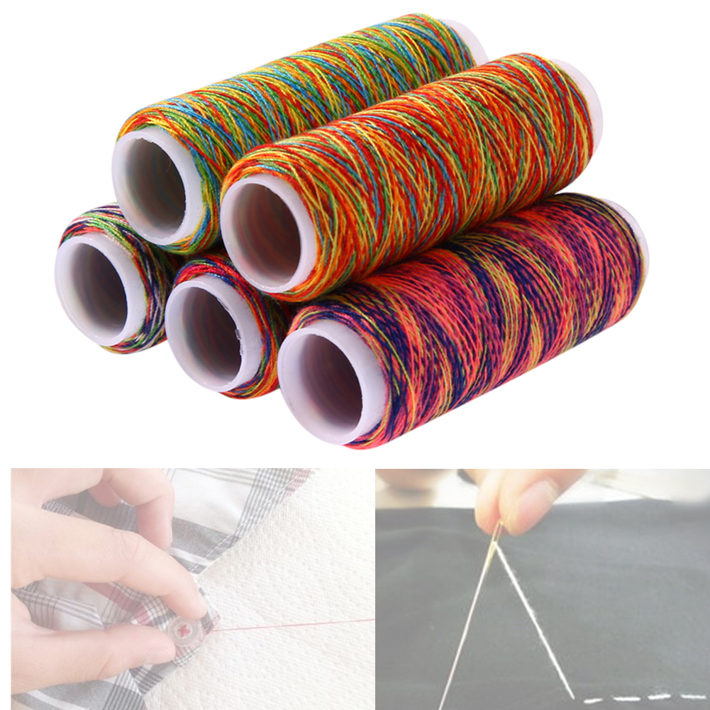 5pcs Rainbow Color Sewing Thread Hand Quilting Embroidery Sewing Threads Hand Stitching Polyester Fiber Sewing Threads Tool