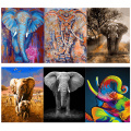 Animals Oil Painting By Numbers For Adults Elephant Paints By Number Canvas Painting Kits 50x40cm DIY Gift Home Decor