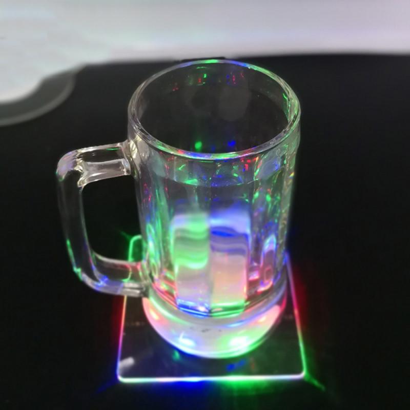 Acrylic Crystal Ultra-Thin Led Light Coaster Cocktail Coaster Flash Bar Bartender Lighting Base Lamp Placemat For Dining Table