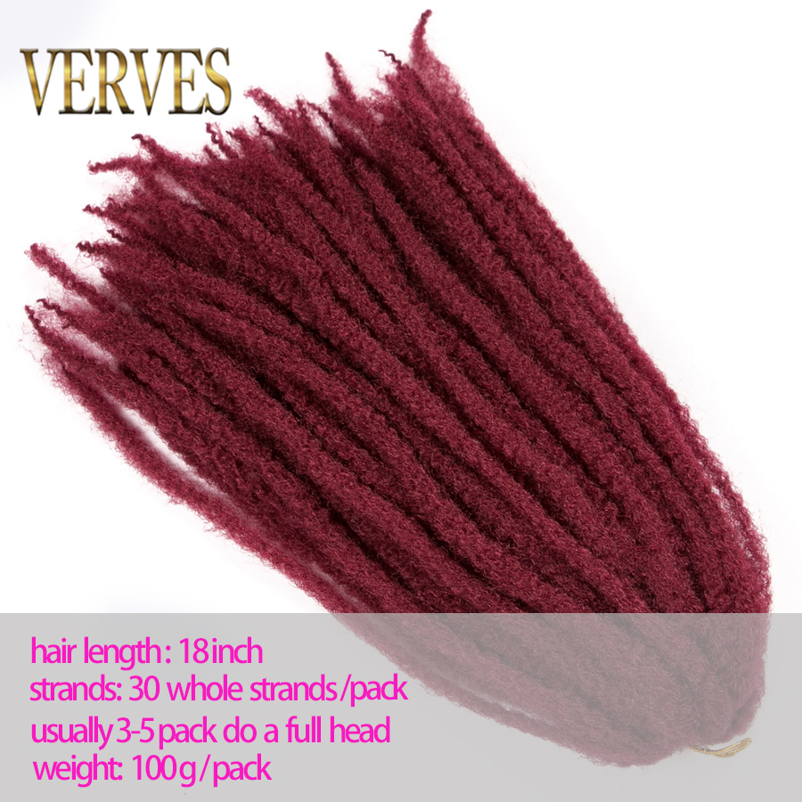 VERVES Synthetic Crochet Marley Braids Hair extensions Afro Braiding Hair 18 inch 30 strands/pack ombre kinky braid Black