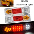 2pcs 24V 19 LED Car Truck Lorry Brake Stop Turn Rear Tail Light Trailer Lamp Indicator lights Trailer Taillight White